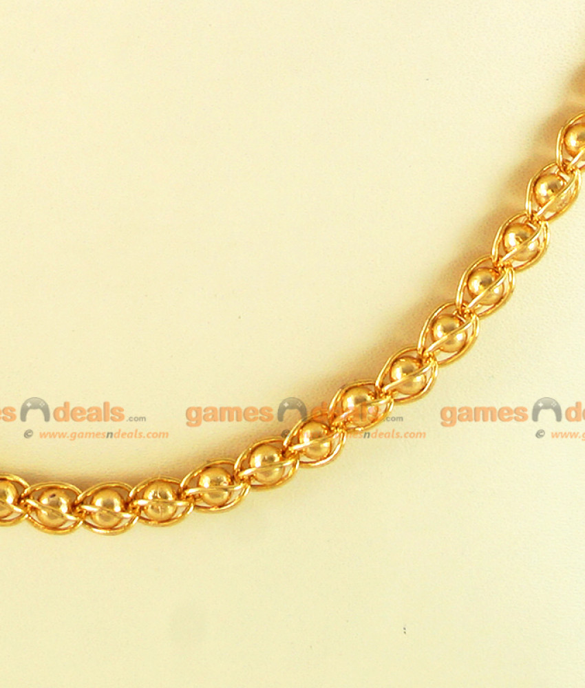 CKMN07-XLG - 36 inches Extra Long Gold Plated Kerala Pure Mani Chain