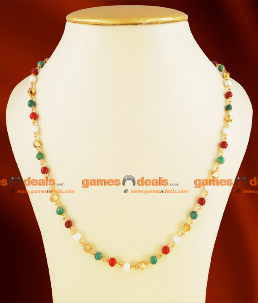 CKMN10 - Gold Plated Jewery Kerala Chain Navamani Malai