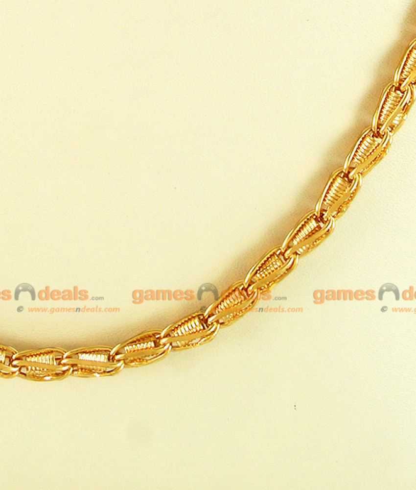 CKMN13-LG - 30 inches Long Gold Plated Jewelry Interlock Spring Design Chain