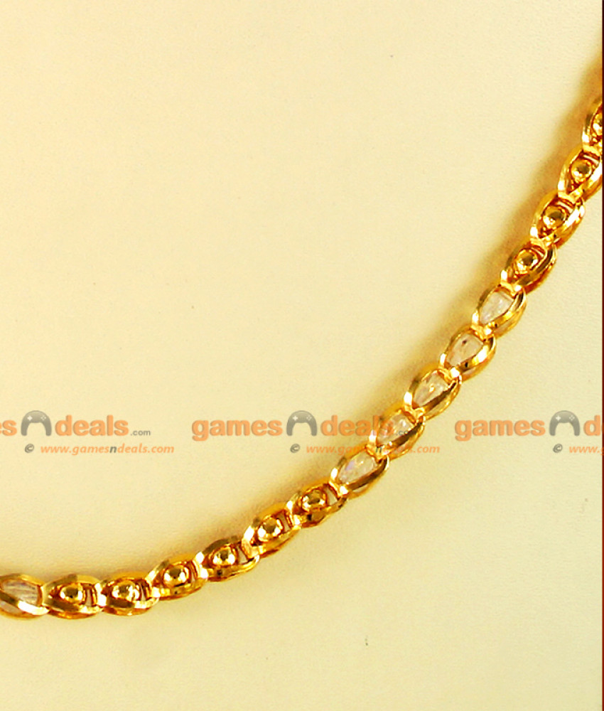 CKMN20 - 24 inches Gold Plated Light Petal White Crystal Gold Balls Design Chain CKMN20 - 24 inches Gold Plated Light Petal White Crystal Gold Balls Design Chain
