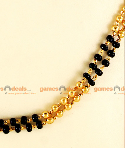 CKMN21 24 inches Gold Plated Mangalsutra two Line Thread (Karugamani  Chain)