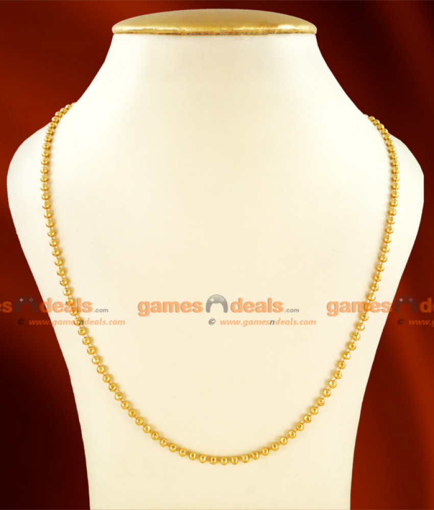 CKMN22-LG - 30 inches Long Gold Plated Kerala Gold Beads Imitation Chain Mani Malai