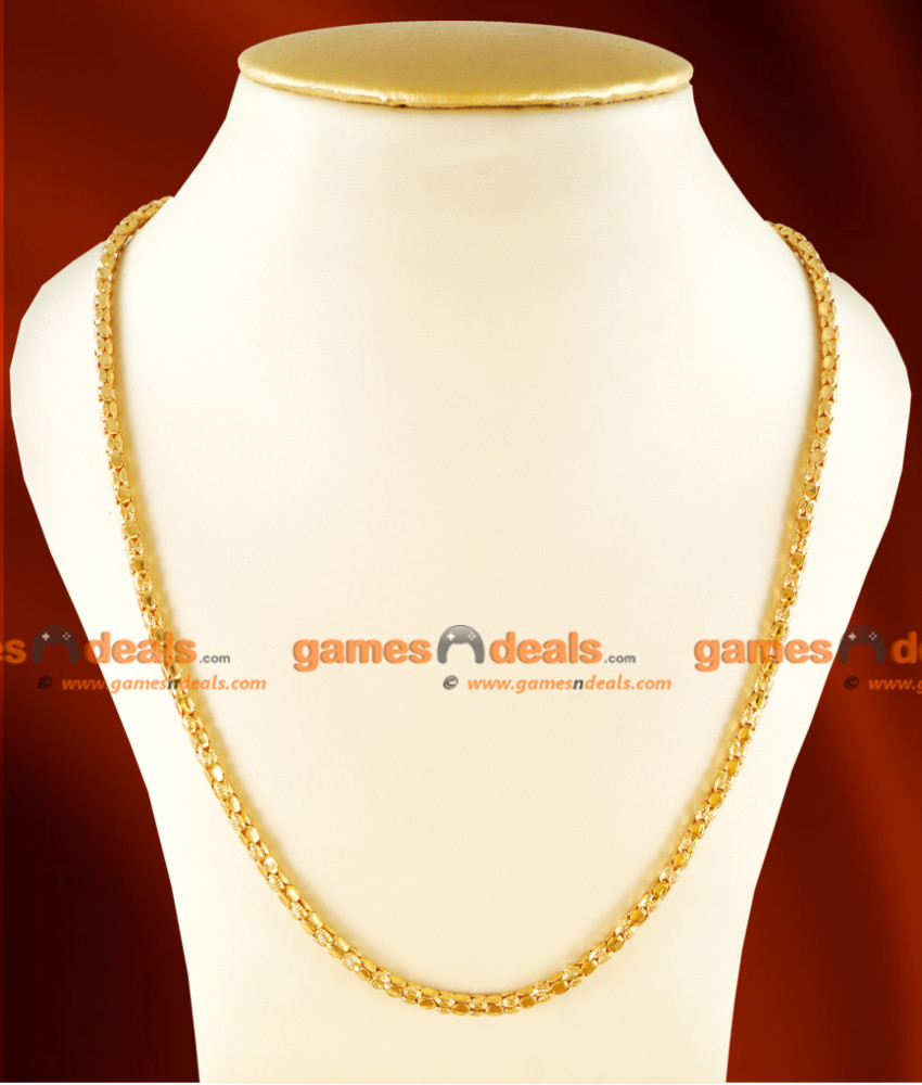 CH0102- Gold Plated Jewellery Trendy Round Box Chain Party Wear Jewelry
