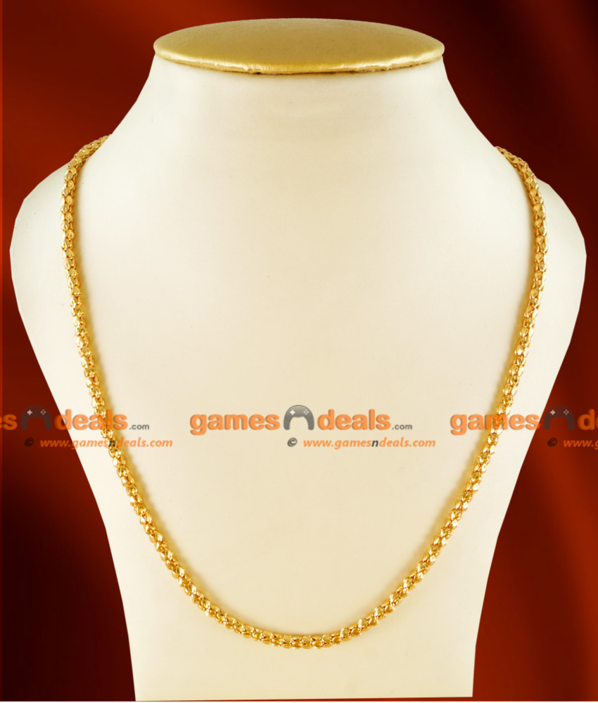 CH0104- Gold Plated Jewelry  Traditional Box Chain Plain Petal Design Jewelry 