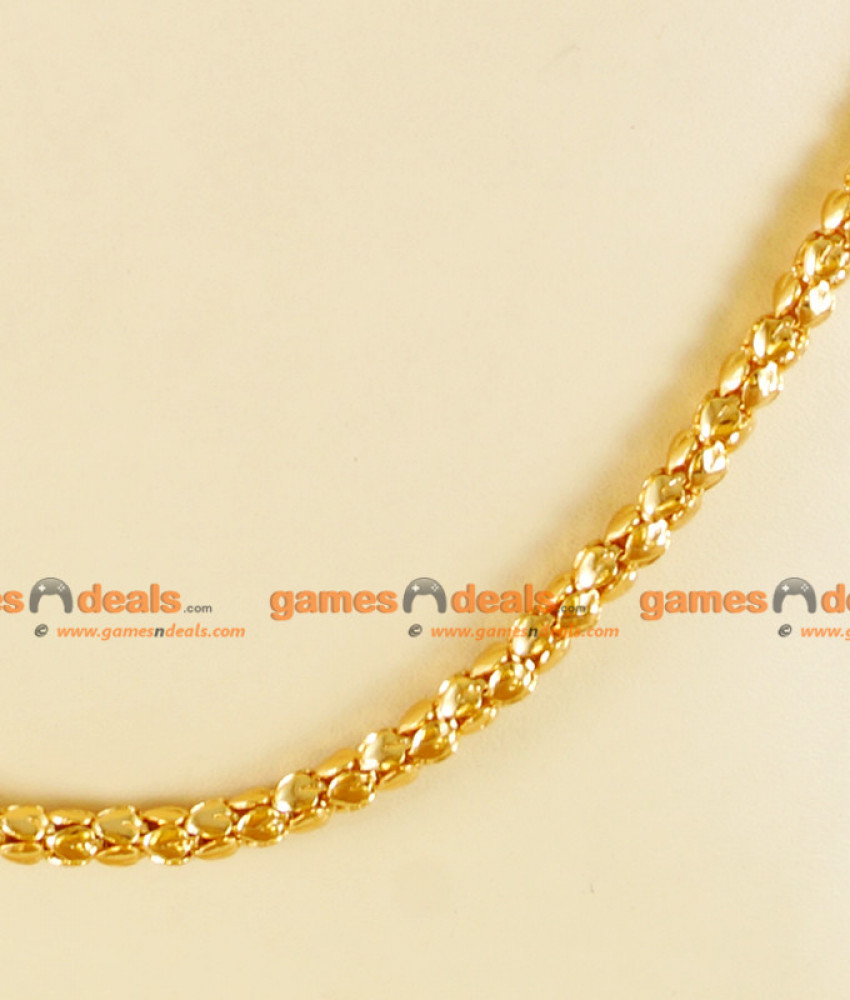 CH0104- Gold Plated Jewelry  Traditional Box Chain Plain Petal Design Jewelry 