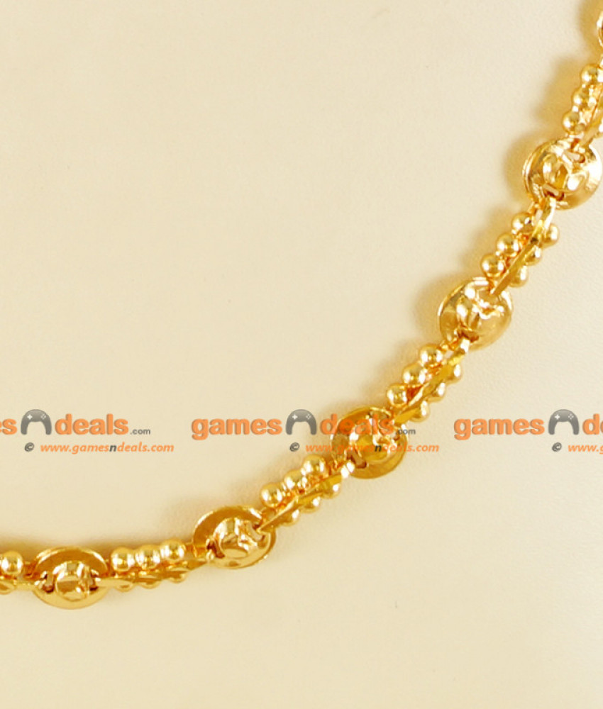 CH0107- Gold Plated Jewellery Traditional Beaded Link Chain Lotus Design Jewelry 