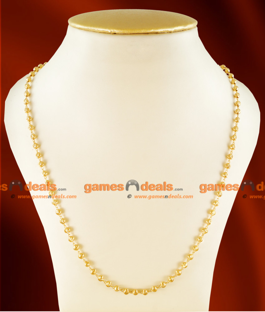 CH0109- Gold Plated Jewellery Traditional C Cut Beaded Mani Chain Design
