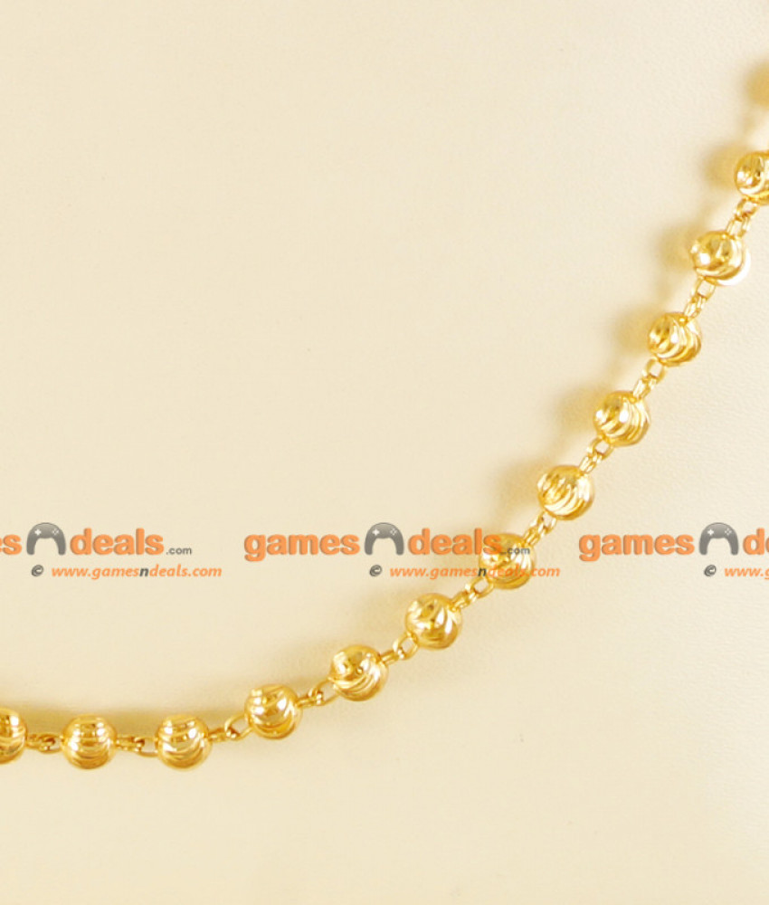 CH0109- Gold Plated Jewellery Traditional C Cut Beaded Mani Chain Design