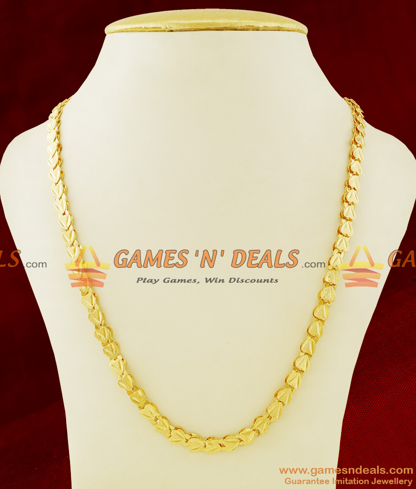CHRT23 - Light Weight Traditional Gold Plated Heartin V-Cut Imitation Chain 