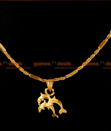 SMDR08 - 24ct Doplhin Dollar with Twisted Design Gold Plated Chain Model SMDR08 - 24ct Doplhin Dollar with Twisted Design Gold Plated Chain Model