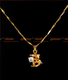 SMDR10 - 24ct Doplhin Dollar with Stone Wheat Design Gold Plated Chain Model SMDR10 - 24ct Doplhin Dollar with Stone Wheat Design Gold Plated Chain Model