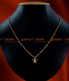 SMDR12 - 24ct Butterfly design Stone Dollar with Twisted Gold Plated Short Chain