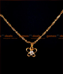 SMDR12 - 24ct Butterfly design Stone Dollar with Twisted Gold Plated Short Chain
