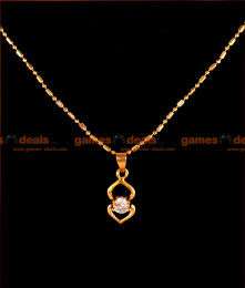 SMDR16 - 24ct Pure Gold Plated Short Chain AD Stone Heartin Pendant  SMDR16 - 24ct Pure Gold Plated Short Chain AD Stone Heartin Pendant