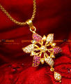 SMDR18 - 24ct Pure Gold Plated Semi-Precious Ruby Stone Flower Pendant 