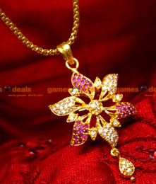 SMDR18 - 24ct Pure Gold Plated Semi-Precious Ruby Stone Flower Pendant  SMDR18 - 24ct Pure Gold Plated Semi-Precious Ruby Stone Flower Pendant