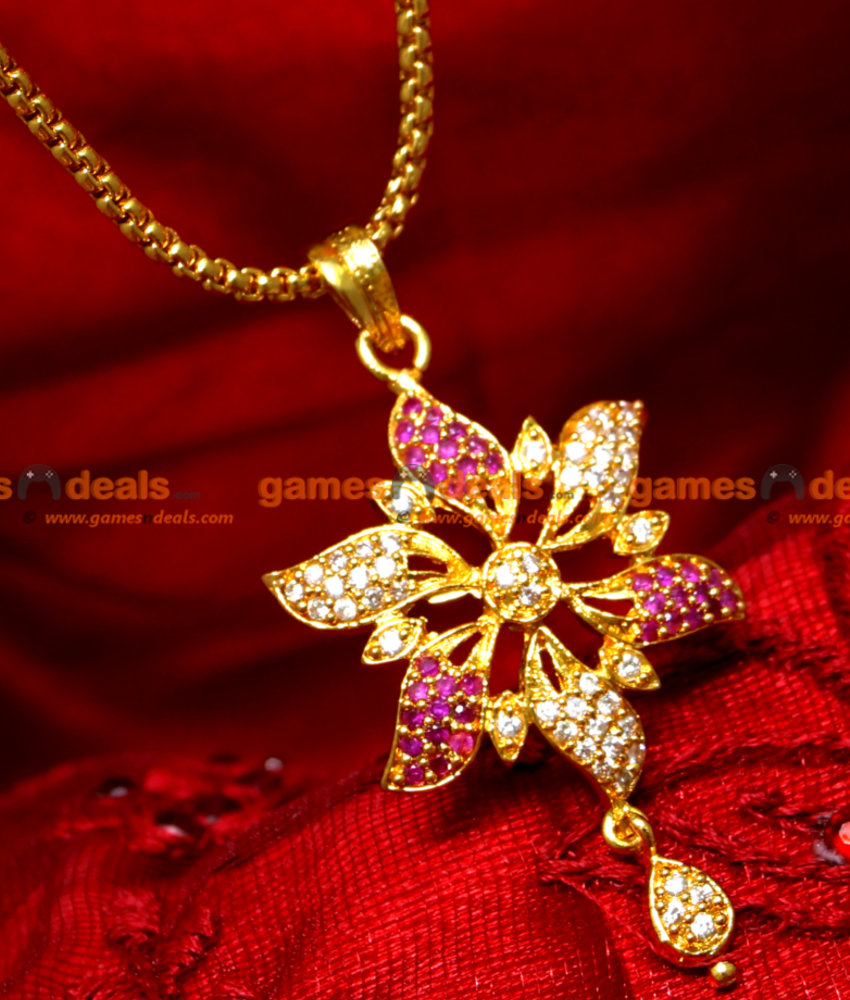 SMDR18 - 24ct Pure Gold Plated Semi-Precious Ruby Stone Flower Pendant SMDR18 - 24ct Pure Gold Plated Semi-Precious Ruby Stone Flower Pendant