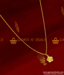 SMDR112 - Thin Short Chain with Golden Flower Pendant South Indian Imitation Jewelry