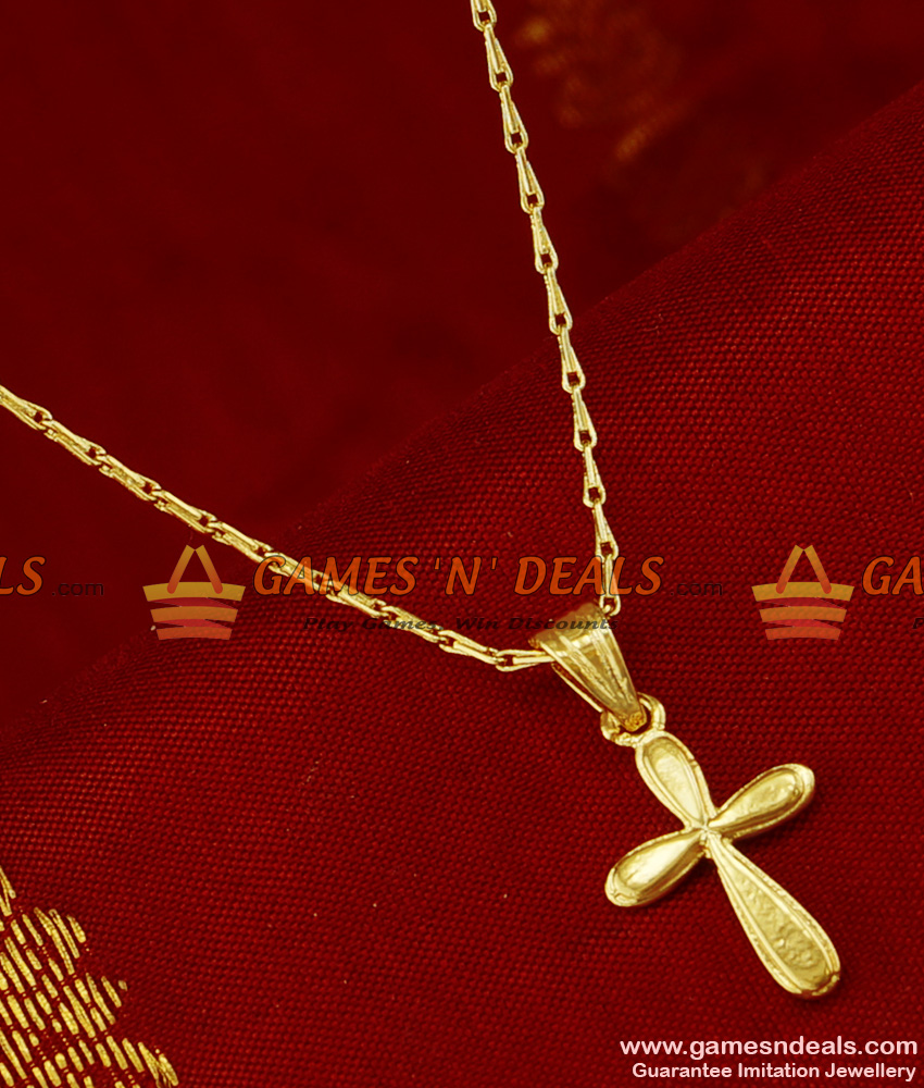 SMDR136 - Gold Plated Christian Cross Dollar Pendant South Indian Imitation Jewelry