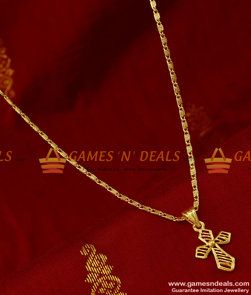 SMDR143 - Gold Plated Christian Cross Dollar Pendant South Indian Imitation Jewelry