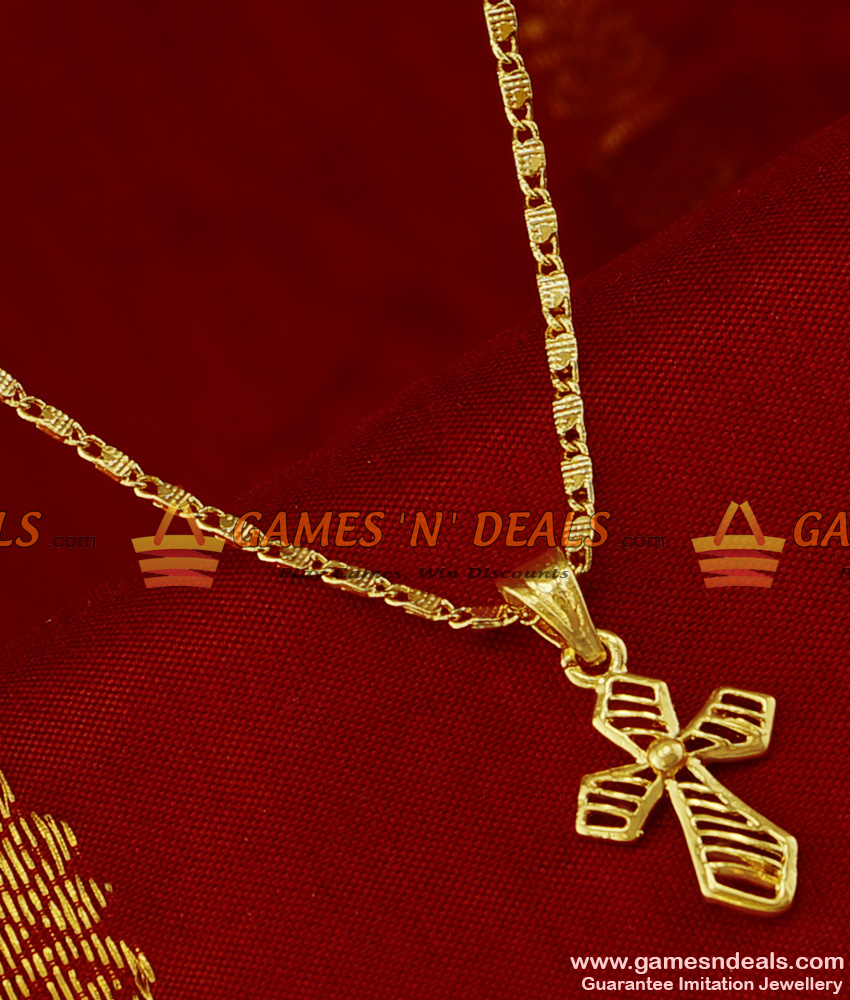 SMDR143 - Gold Plated Christian Cross Dollar Pendant South Indian Imitation Jewelry