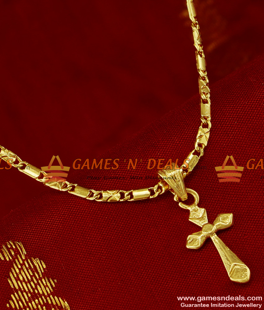 SMDR144 - Gold Plated Christian Cross Dollar Pendant South Indian Imitation Jewelry