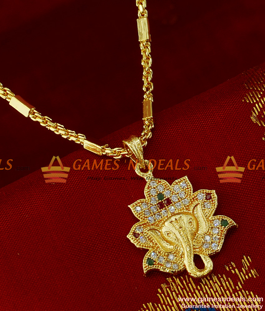 SMDR157 - Big Vinayagar Pendant Traditional Zircon Stone Imitation Jewelry