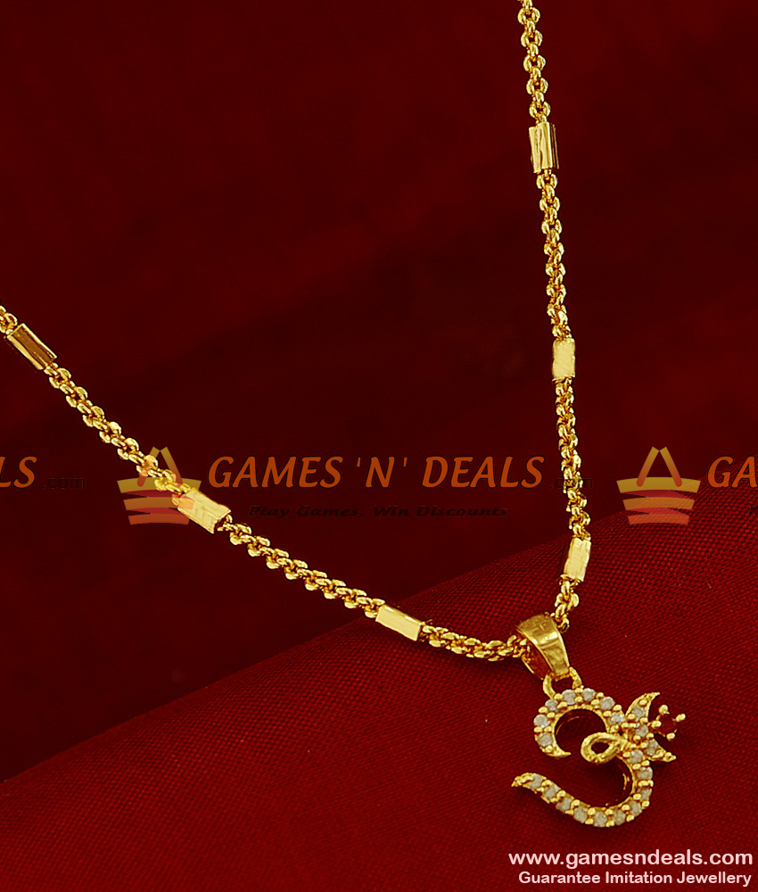 SMDR164 - 24ct Gold Plated Short Pendant Chain With Om Dollar Imitation Jewellery