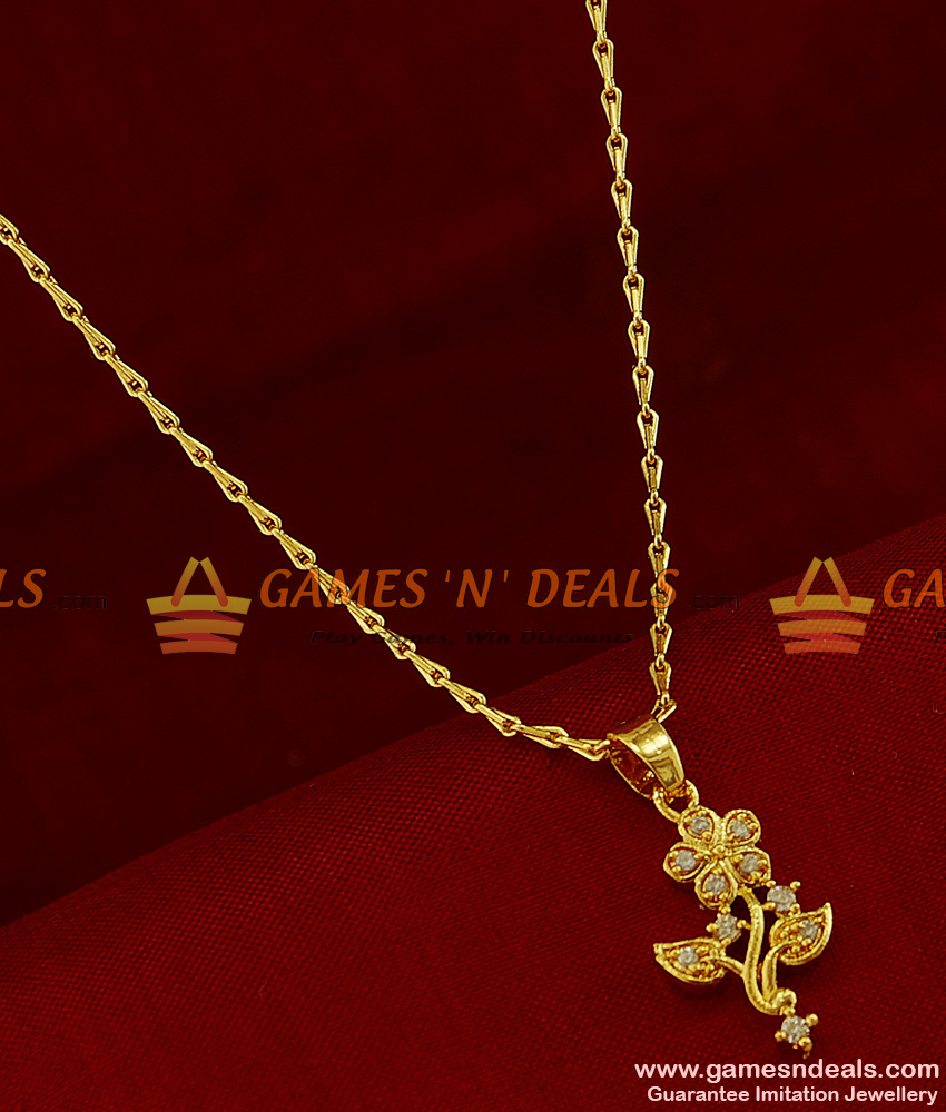 SMDR176 - 24ct Pure Gold Plated Flower Dollar Long Pendant Chain Imitation Jewellery
