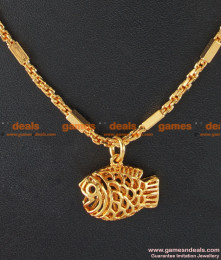 SMDR22 - Gold Plated Three Dimension Fish Pendant with Trendy Short Chain SMDR22 - Gold Plated Three Dimension Fish Pendant with Trendy Short Chain