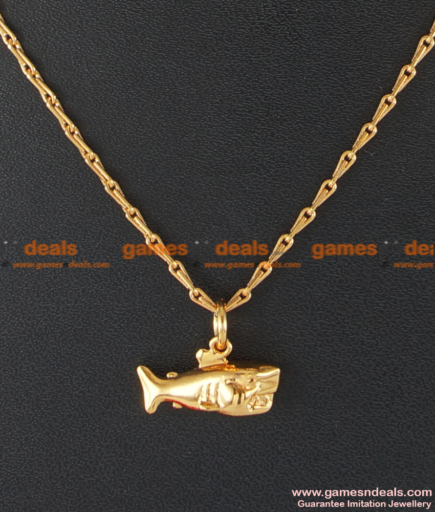 SMDR24 - Gold Plated Shark Fancy Pendant Design Short Chain Imitation Jewelry