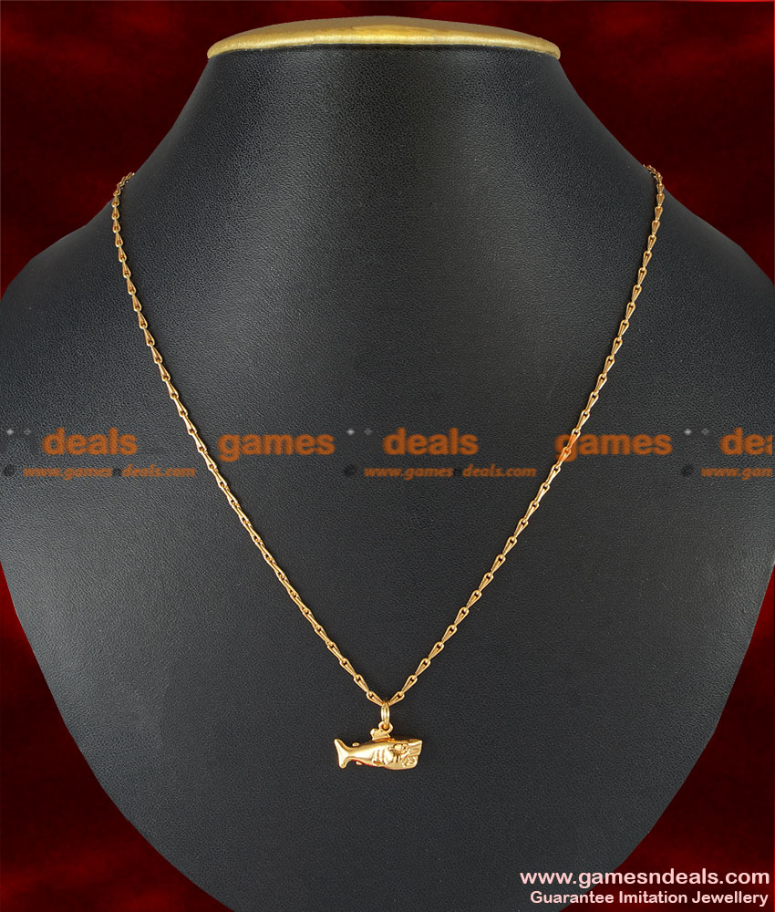 SMDR24 - Gold Plated Shark Fancy Pendant Design Short Chain Imitation Jewelry