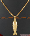 SMDR32 - Gold Plated Teens Big Fish Waving Tail Pendant Short Chain 