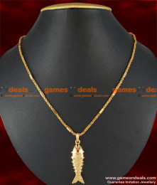 SMDR32 - Gold Plated Teens Big Fish Waving Tail Pendant Short Chain  SMDR32 - Gold Plated Teens Big Fish Waving Tail Pendant Short Chain