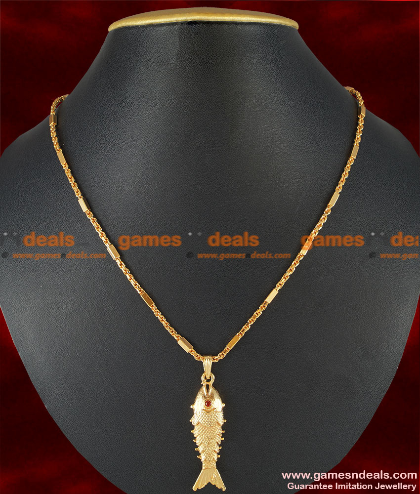 SMDR32 - Gold Plated Teens Big Fish Waving Tail Pendant Short Chain 
