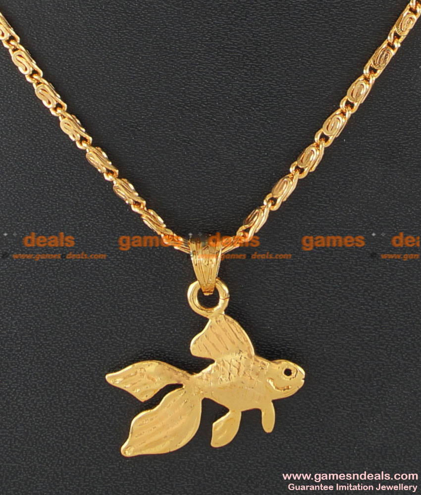 SMDR33 - Gold Plated Teens Cute Golden Fish Pendant Short Chain