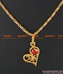 SMDR35 - Gold Plated Jewellery Heartin Red Stone Pendant Short Chain SMDR35 - Gold Plated Jewellery Heartin Red Stone Pendant Short Chain