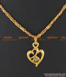 SMDR36 - Gold Plated Heartin Green Stone Pendant Short Chain SMDR36 - Gold Plated Heartin Green Stone Pendant Short Chain