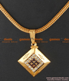 SMDR41- Gold Plated Jeweller Stone Dollar Pendant Short Chain SMDR41- Gold Plated Jeweller Stone Dollar Pendant Short Chain
