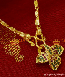 SMDR49 - Teen Pendant Multicolor Zircon Stone Leaf Design Imitation Short Chain