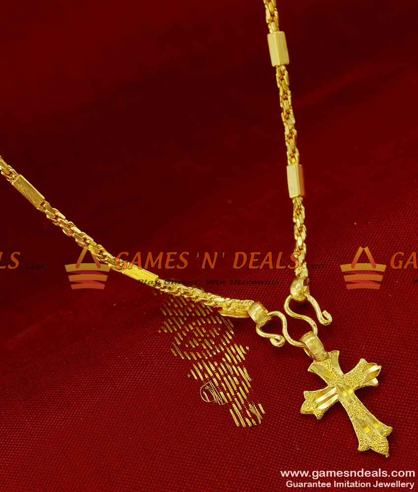 SMDR65 - Short Chain Cross Pendant South Indian Fashion Jewelry