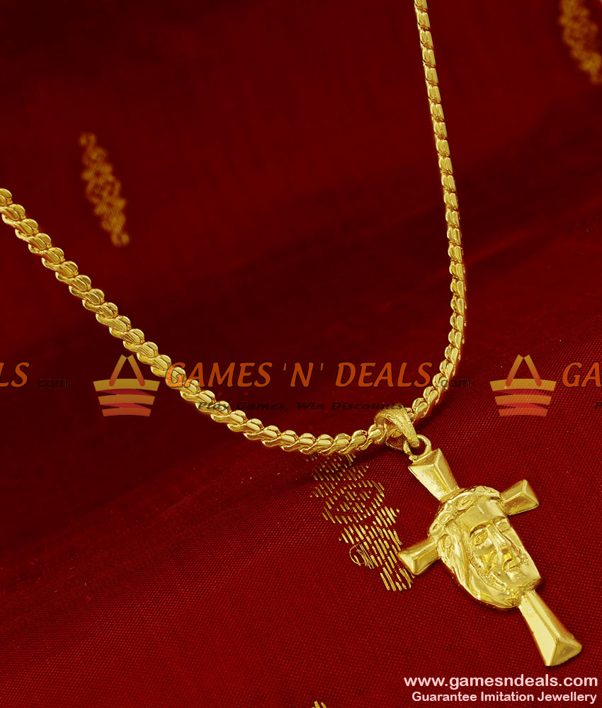 SMDR73 - Short Chain Jesus Cross Pendant South Indian Fashion Jewelry