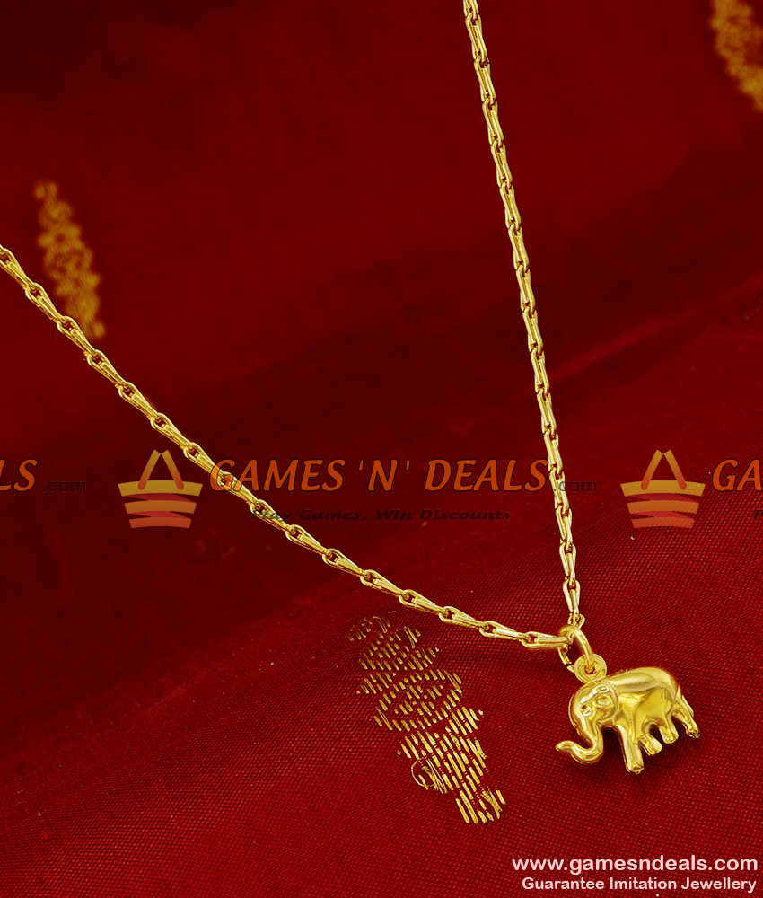 SMDR81 - Gold Plated Fancy Elephant Pendant Design Short Chain Imitation Jewelry