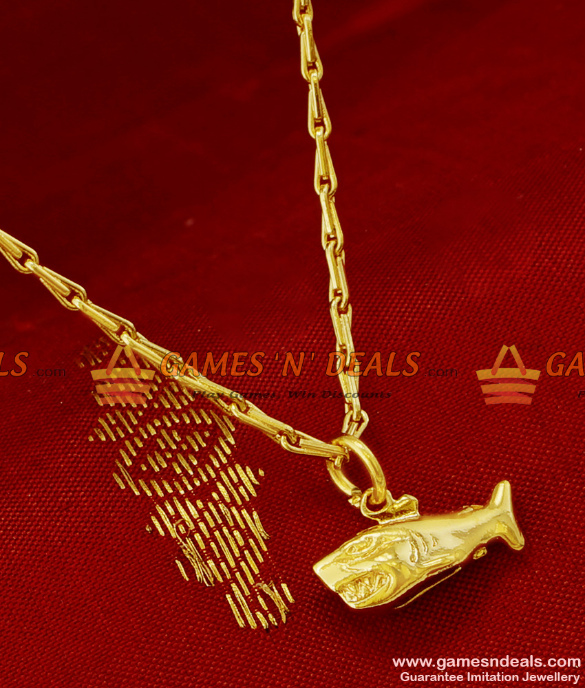 SMDR83 - Gold Plated Shark Fancy Pendant Design Short Chain Imitation Jewelry