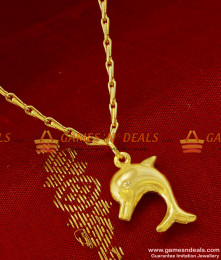 SMDR85 - Gold Plated Doplhin Fancy Pendant Design Short Chain Imitation Jewelry