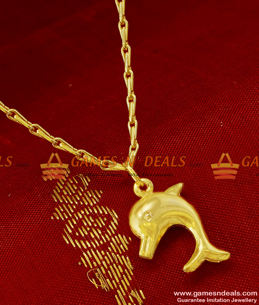 SMDR85 - Gold Plated Doplhin Fancy Pendant Design Short Chain Imitation Jewelry