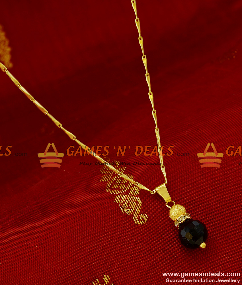 SMDR89 - College Teen Gold Ball with Black Crystal Fancy Pendant Short Chain Jewelry