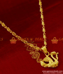 SMDR93 - Gold Plated Fancy Pendant Swan Design Short Chain Imitation Jewelry