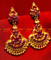 ER003 - Gold Plated Ear Rings Semi Precious Ruby Stone Hanging Type Party Wear Design ER003 - Gold Plated Ear Rings Semi Precious Ruby Stone Hanging Type Party Wear Design