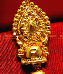 ER007 - Unique Gold Plated Ear Rings Long Hanging Type Party Wear Temple Jewel Design